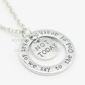 Jewelry Game of Thrones "What do we say to the God of death?" And "Not Today Hand Stamped Pendant Necklace